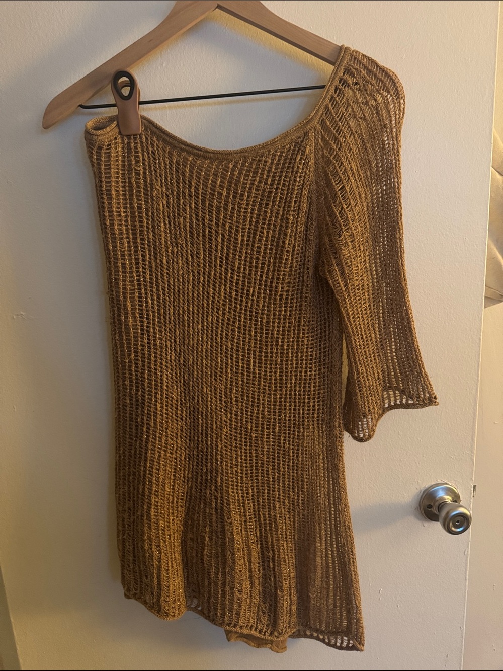Calypso St. Barth Camel/Gold One Shoulder Knit Vacation Dress
